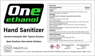 One Ethanol Hand Sanitizer 250g mL.jpg One Ethanol Hand Sanitizer 250g mL